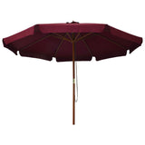 Vidaxl Parasol med trästol 330 cm Bordeaux röd