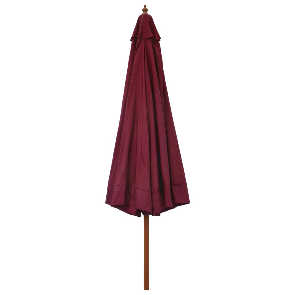 Vidaxl Parasol med trästol 330 cm Bordeaux röd