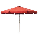 Vidaxl parasol s dřevěným pólem 330 cm terakot -rozložený