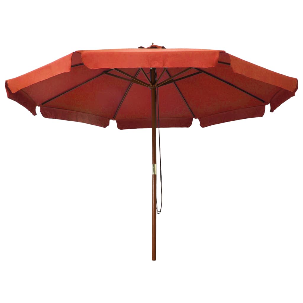 Vidaxl parasol avec poteau en bois 330 cm en terre cuite -colored