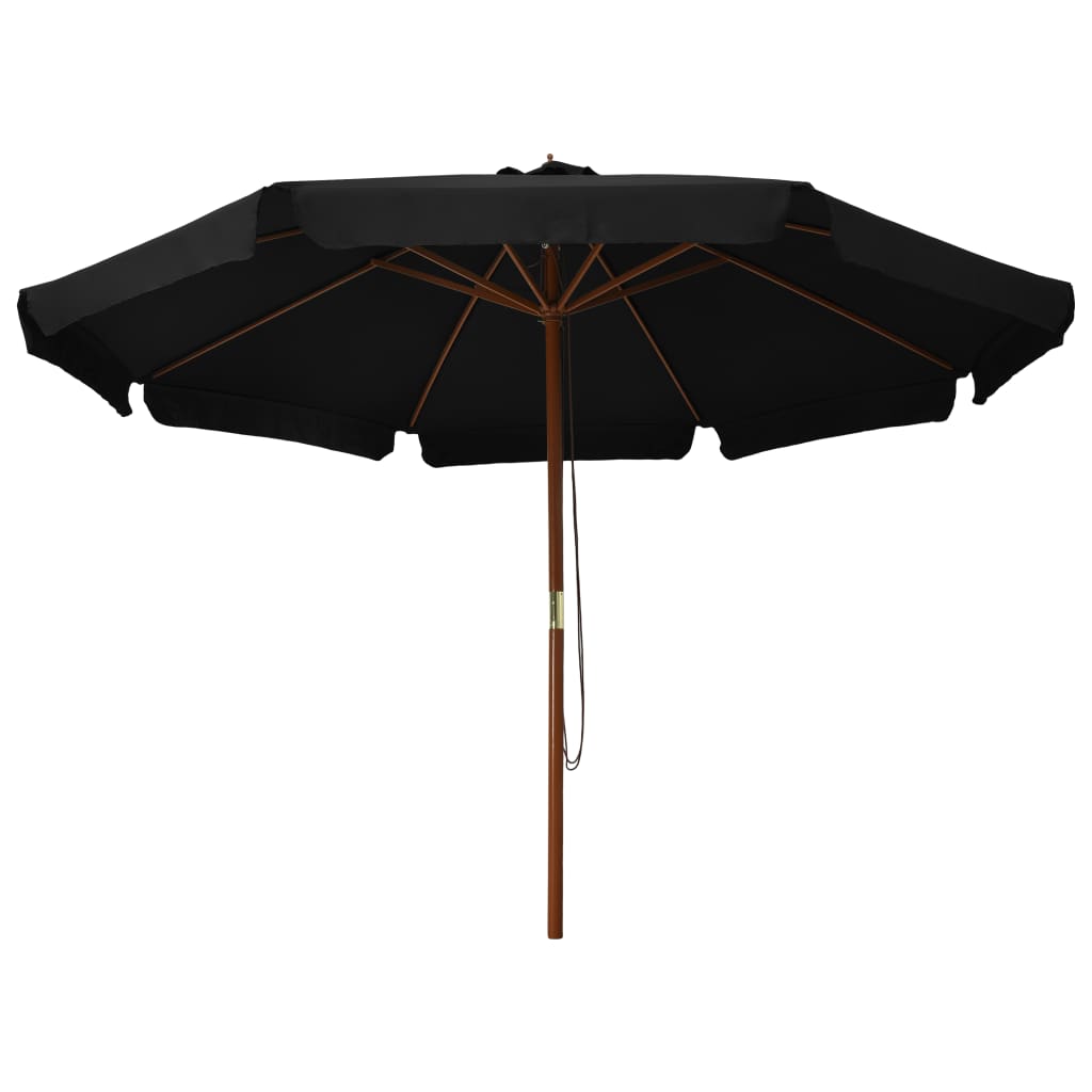 Parasol vidaxl avec poteau en bois 330 cm noir