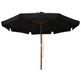 Vidaxl Parasol s dřevěným pólem 330 cm černá