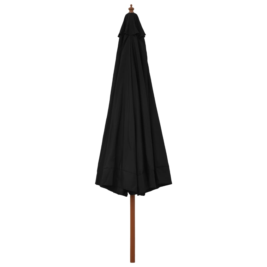 Parasol vidaxl avec poteau en bois 330 cm noir