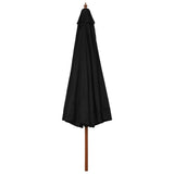 Vidaxl Parasol z leseno palico 330 cm črno