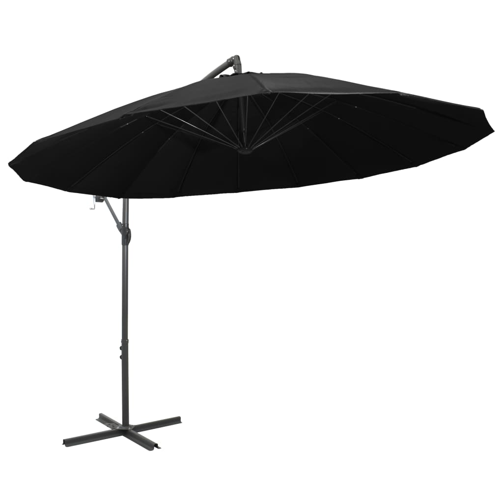 Vidaxl Floating parasol with aluminum pole 3 m black