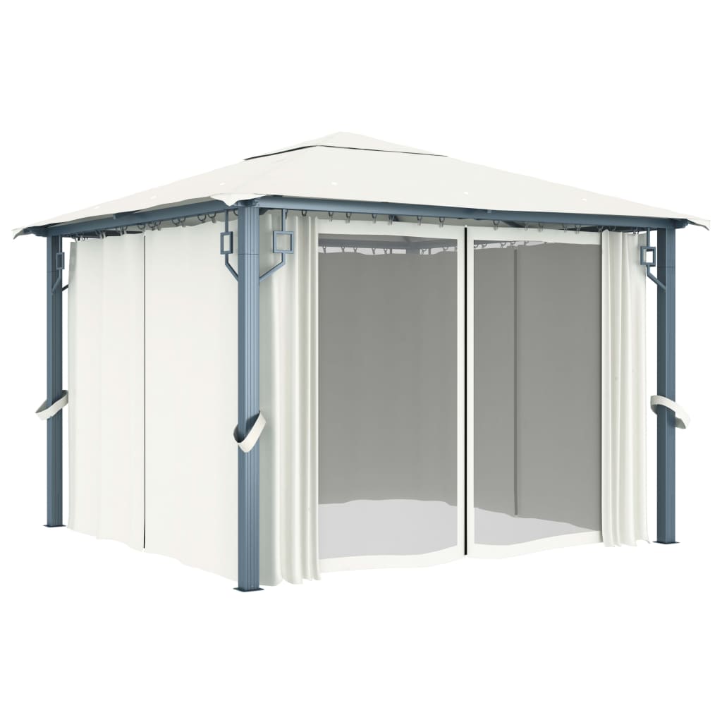 Vidaxl Arbor med gardin 300x300 cm aluminiumcreme