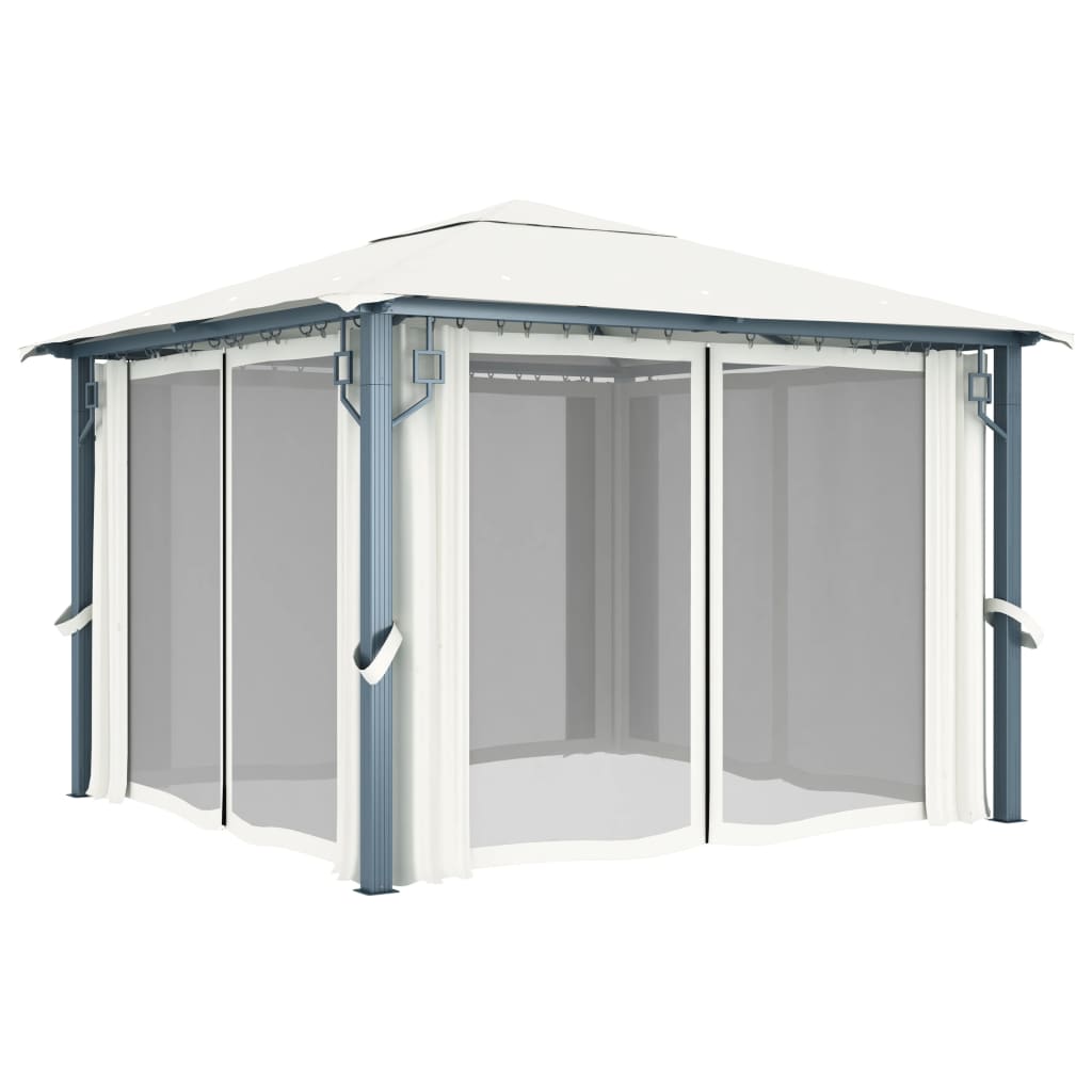 Vidaxl Arbor med gardin 300x300 cm aluminiumcreme