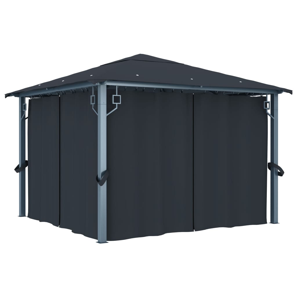 Vidaxl Arbor med gardin 300x300 cm aluminium Antracitt