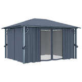 Vidaxl Arbor med gardin 400x300 cm aluminium Antracitt