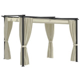 Vidaxl arbor with curtains 3x3 m steel cream