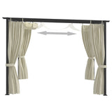 Vidaxl arbor with curtains 3x3 m steel cream