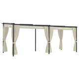 Vidaxl arbor with curtains 3x6 m steel cream