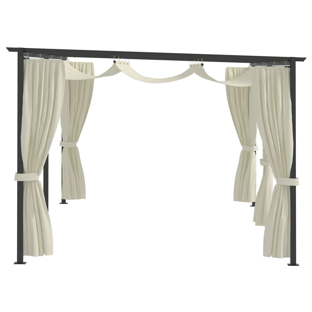 Vidaxl arbor with curtains 3x6 m steel cream