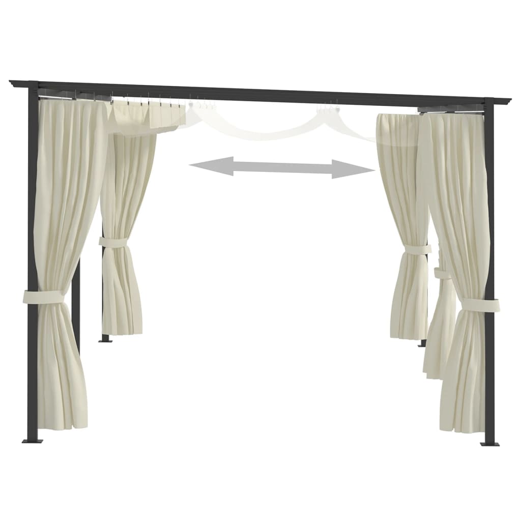 Vidaxl arbor with curtains 3x6 m steel cream