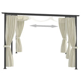 Vidaxl arbor with curtains 3x6 m steel cream