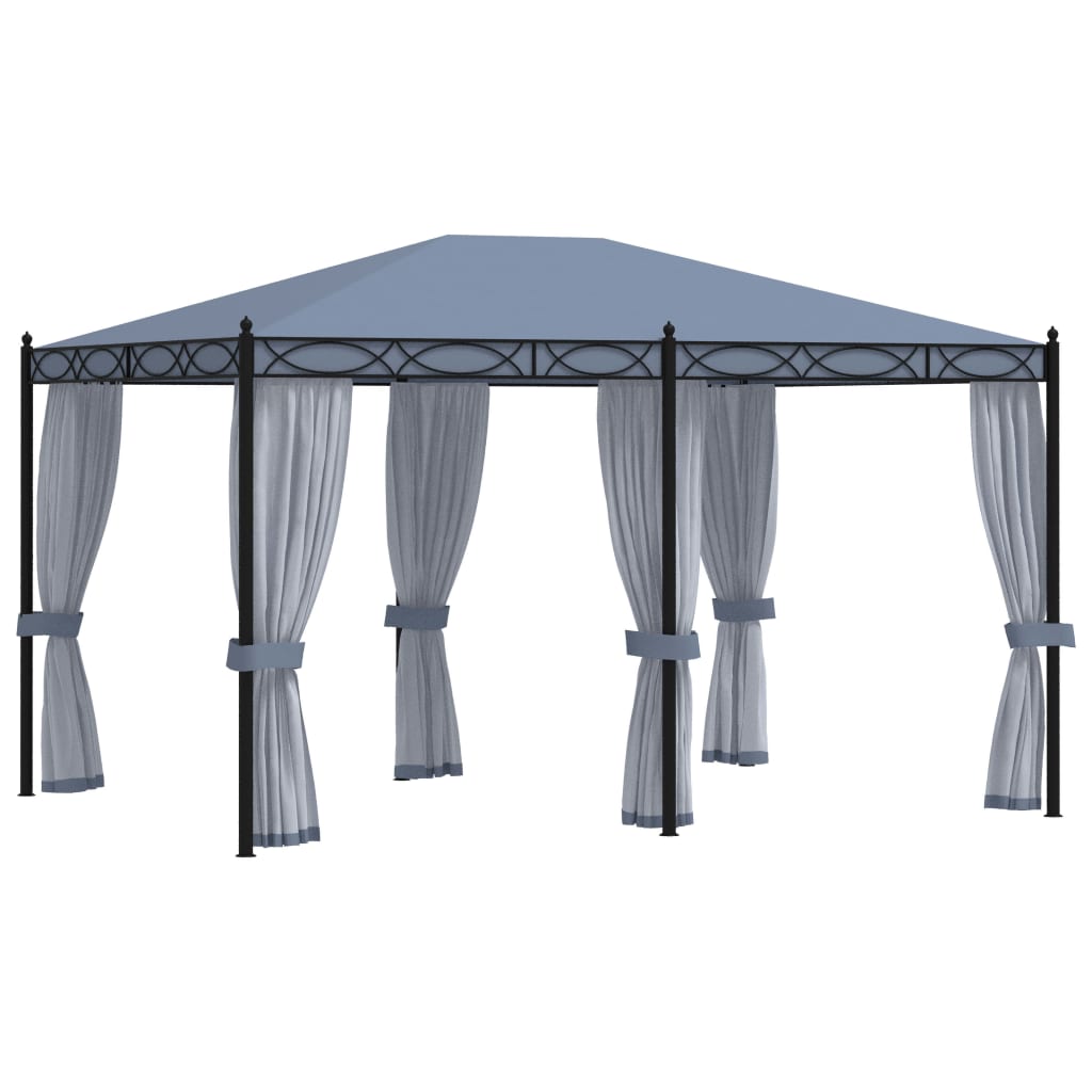 Arbor vidaxl avec moustiques filets 3x4 m anthracite en acier