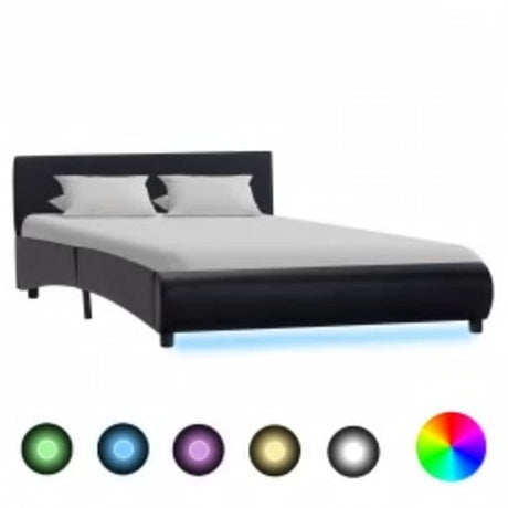 Vidaxl bedframe met led kunstleer zwart 140x200 cm