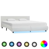 Vidaxl bedframe met led kunstleer wit 160x200 cm