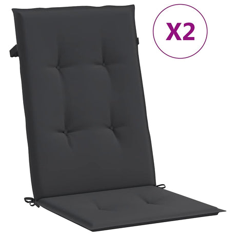 Vidaxl Gartenstuhl Kissen 2 St hoher Rücken 120x50x3 cm Stoff schwarz