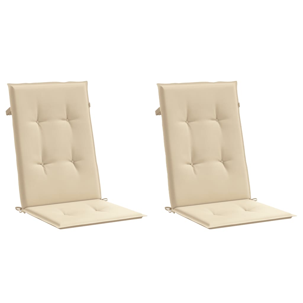 Cojines de silla de jardín de Vidaxl 2 st alto trasero 120x50x3 cm de tela beige