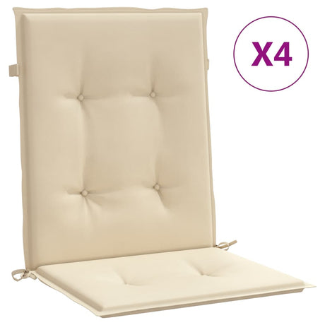 Vidaxl Gartenstuhl Kissen Low Rücken 4 PCs 100x50x3 cm Oxford Stoff Beige