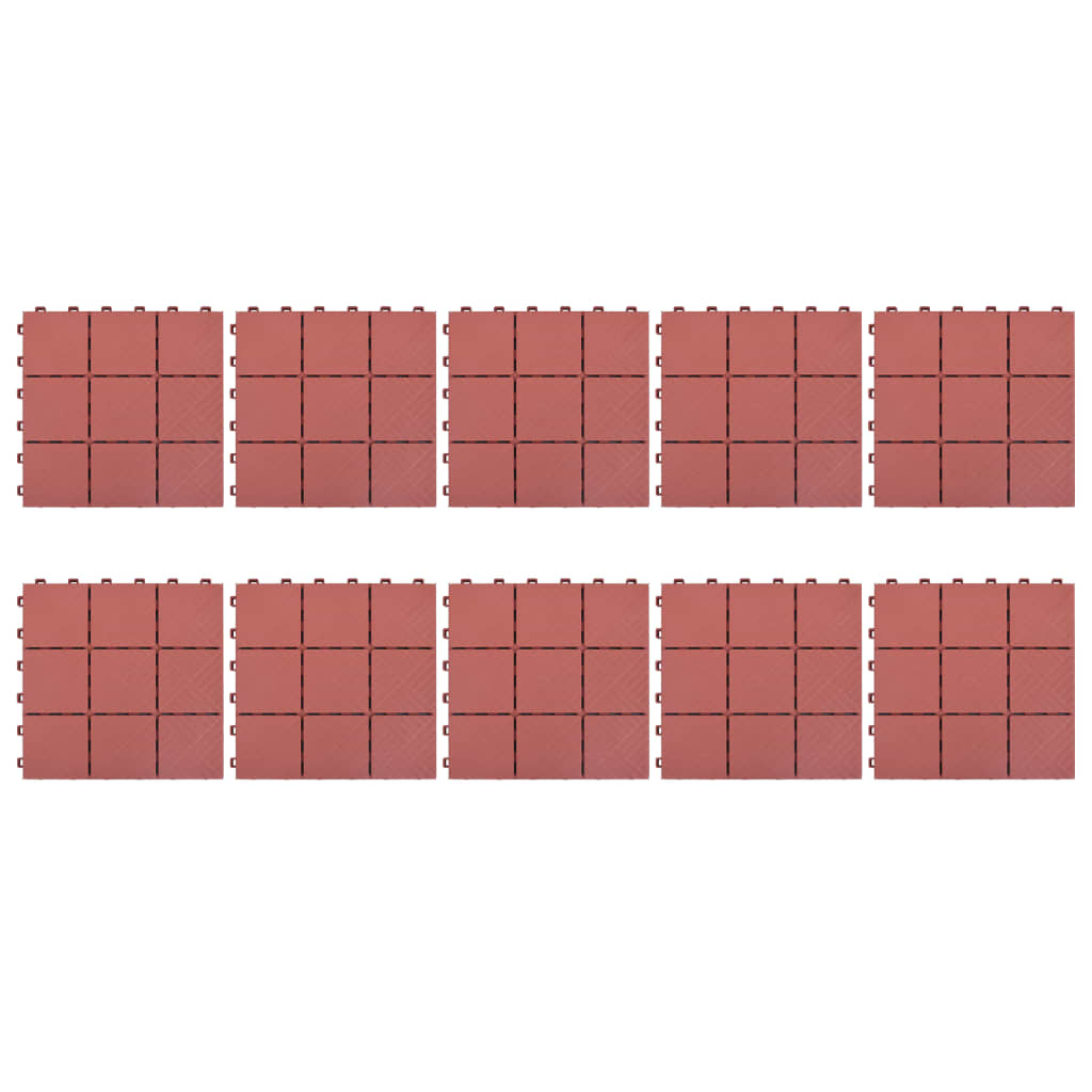 VidaXL Terrassenplatten 10 Stk. 30,5x30,5 cm Kunststoff Rot