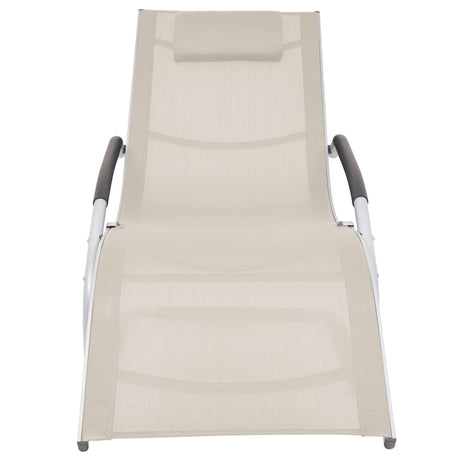 Vidaxl ligbed met kussen aluminium en textileen crème