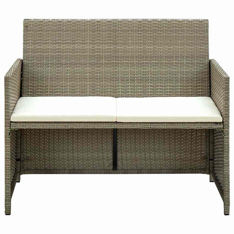 Vidaxl tuinbank 2-zits met kussens poly rattan beige
