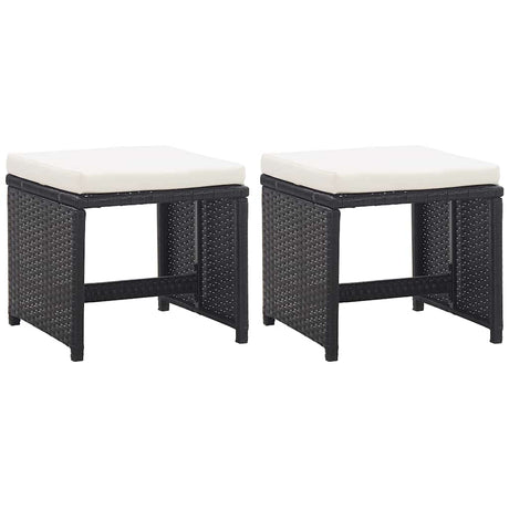 Vidaxl tuinkrukken 2 st met kussens poly rattan zwart