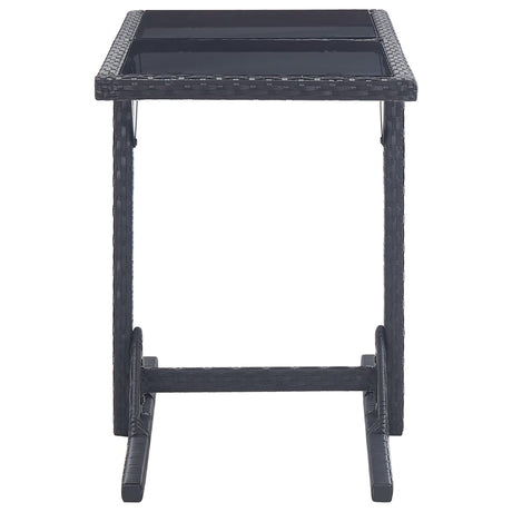 Vidaxl tuintafel 110x53x72 cm glas en poly rattan zwart