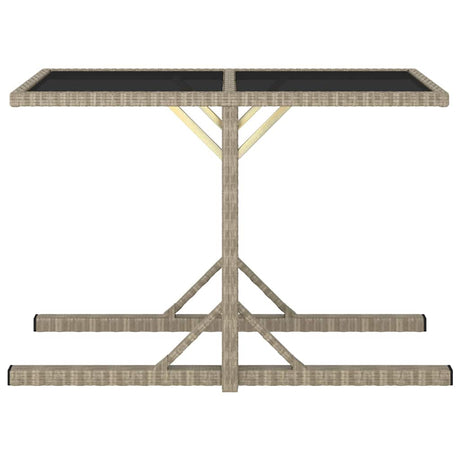 Vidaxl tuintafel 110x53x72 cm glas en poly rattan beige