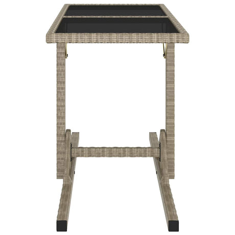 Vidaxl tuintafel 110x53x72 cm glas en poly rattan beige