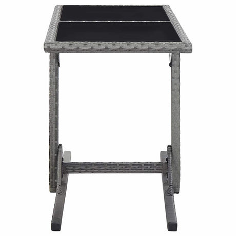 Vidaxl tuintafel 110x53x72 cm glas en poly rattan antraciet