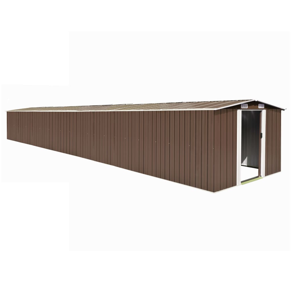 Vidaxl Garden Shed 257x990x181 cm Galvaniserat stålbrunt