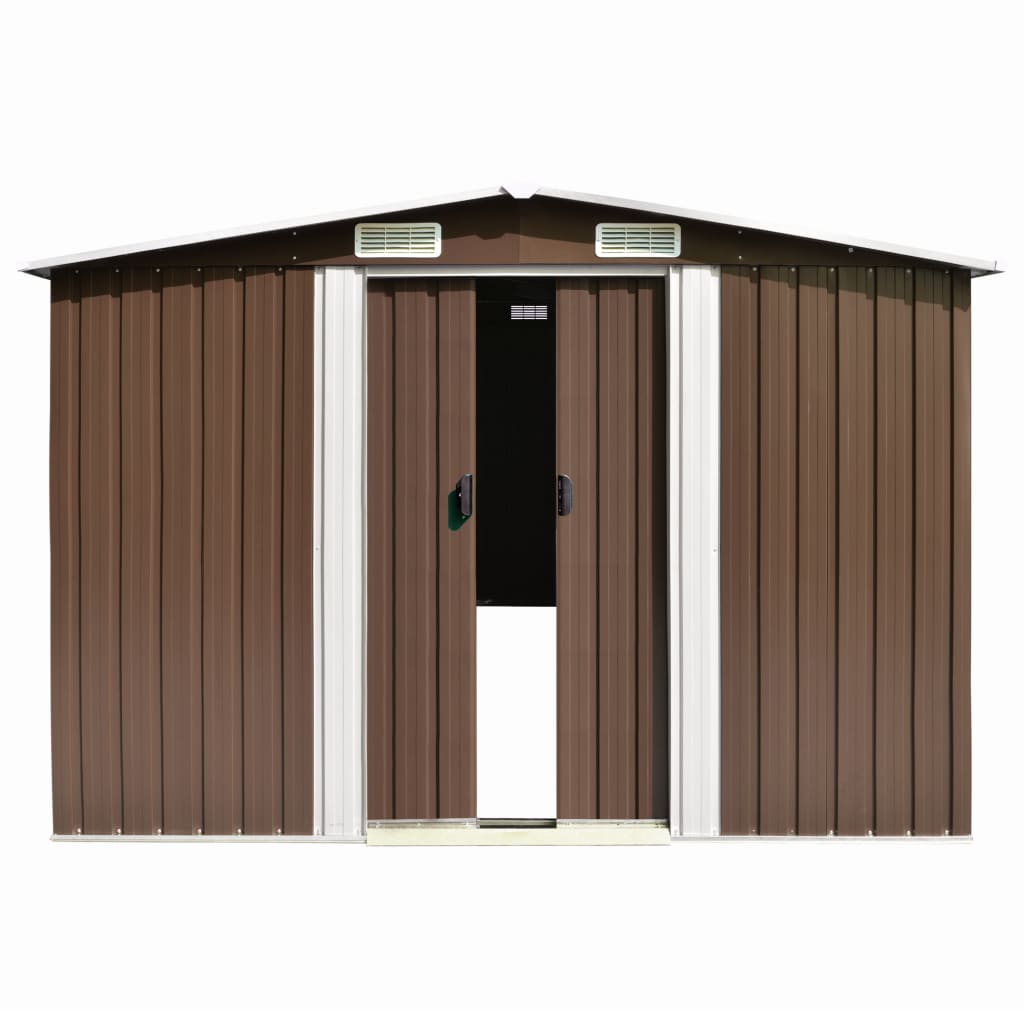 Vidaxl garden shed 257x990x181 cm galvanized steel brown