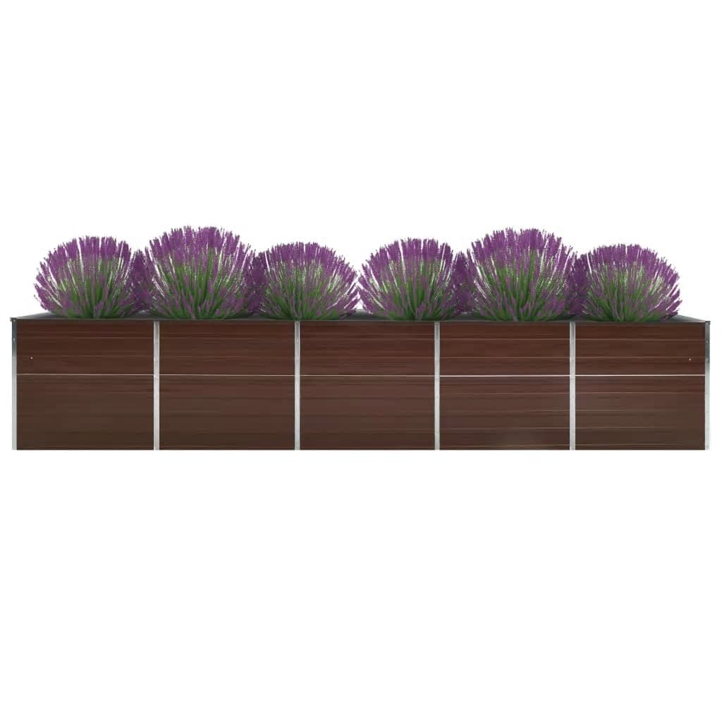 Vidaxl Planter infogad 400x80x45 cm Galvaniserat stålbrunt