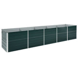 Vidaxl Planning Box elevada 400x80x77 cm de acero galvanizado verde