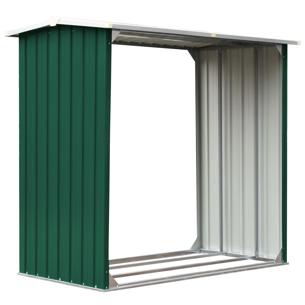 Vidaxl Firewood Shed 172x91x154 cm de acero galvanizado verde