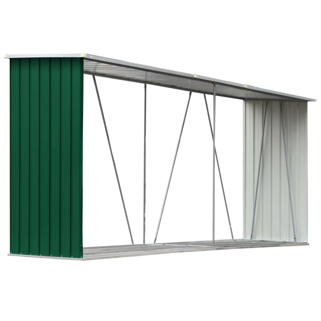 Vidaxl Firewood shed 330x84x152 cm Galvanized steel green