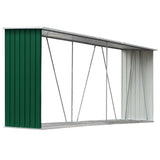 Palivové dříví Vidaxl Shed 330x84x152 cm galvanizovaná ocelová zelená