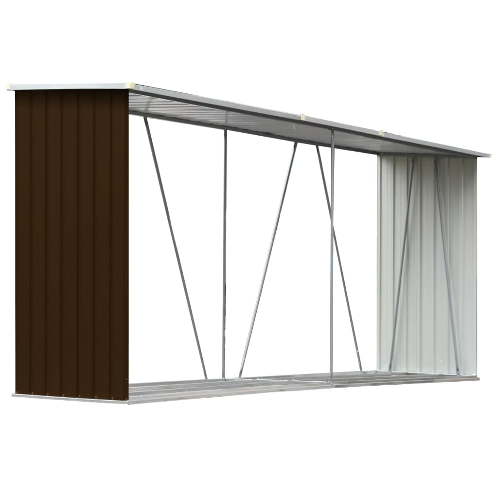 Vidaxl Fire Brennholz Shed 330X84X152 cm galvaniséiert Strafbraf