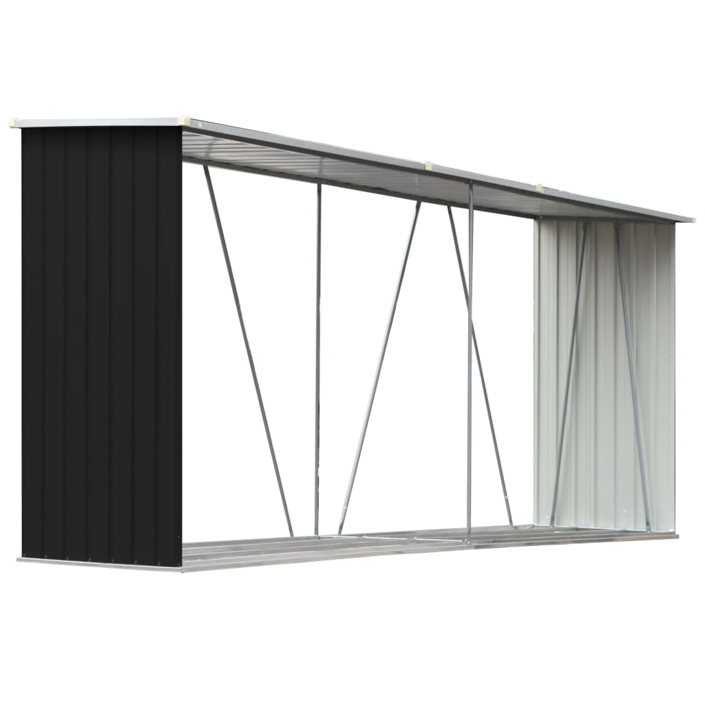 VidaXL Firewood shed 330x84x152 cm Galvanized steel anthracite