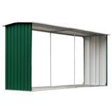 Vidaxl Firewood Shed 330x92x153 cm de acero galvanizado verde