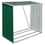 Vidaxl Firewood Shed 163x83x154 cm de acero galvanizado verde