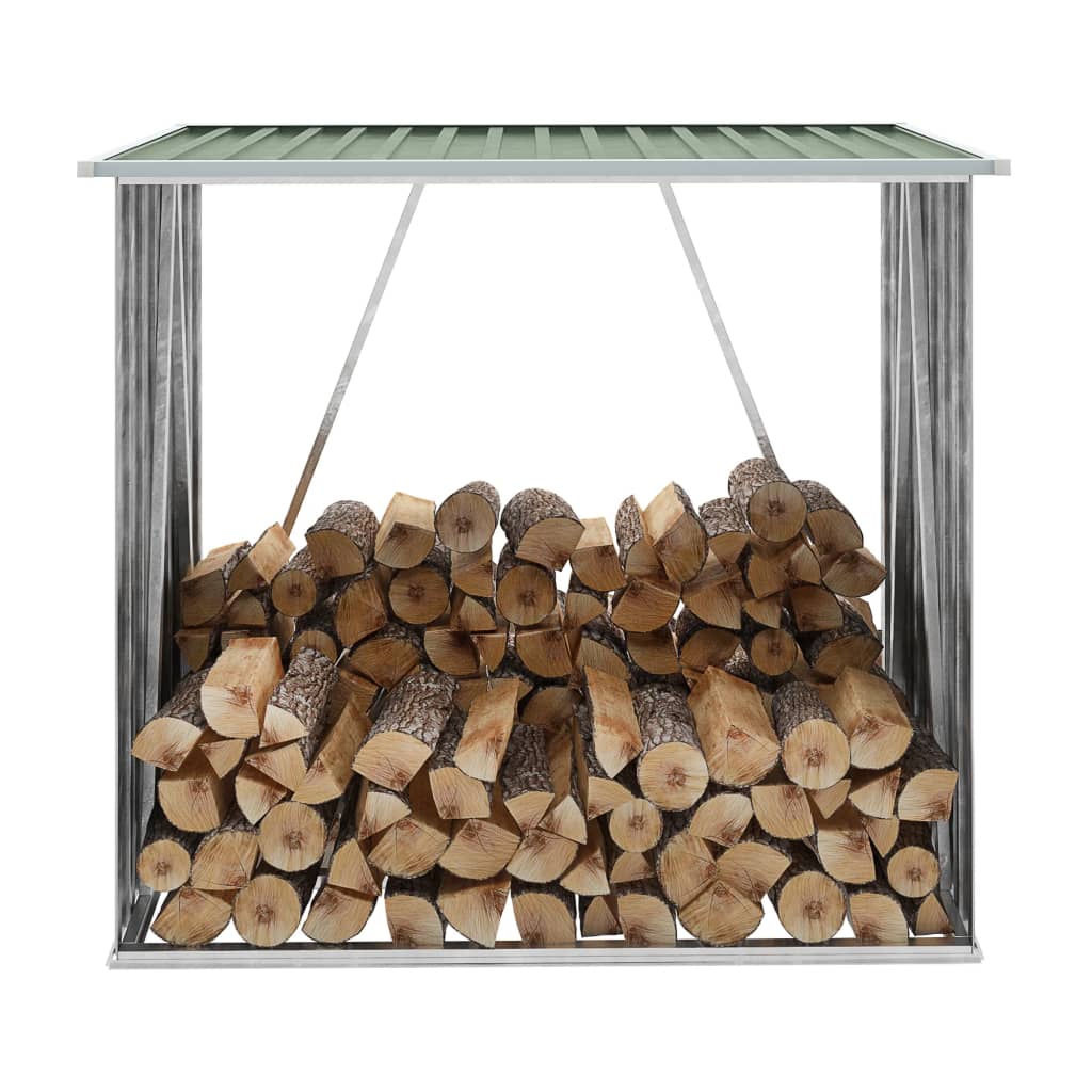 VidaXL Firewood shed 163x83x154 cm Galvanized steel green