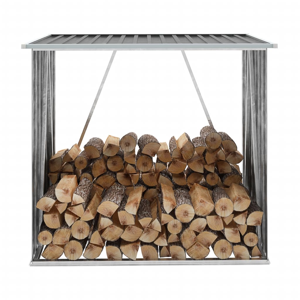 Vidaxl Firewood Shed 163x83x154 cm de acero galvanizado antracita