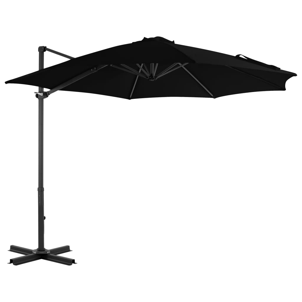 Vidaxl -schwimmendes Parasol mit Aluminiumpol 300 cm Schwarz