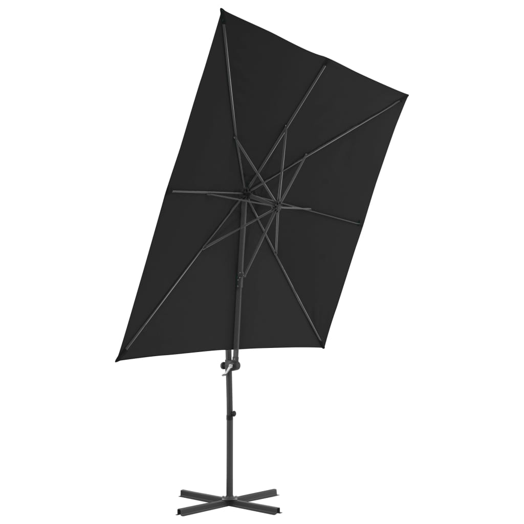 Vidaxl Floating Parasol s ocelovým pólem 250x250 cm černá