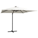 Floating Parasol Vidaxl z LED i stalowym biegunem 250x250 cm, podolonym piaskiem