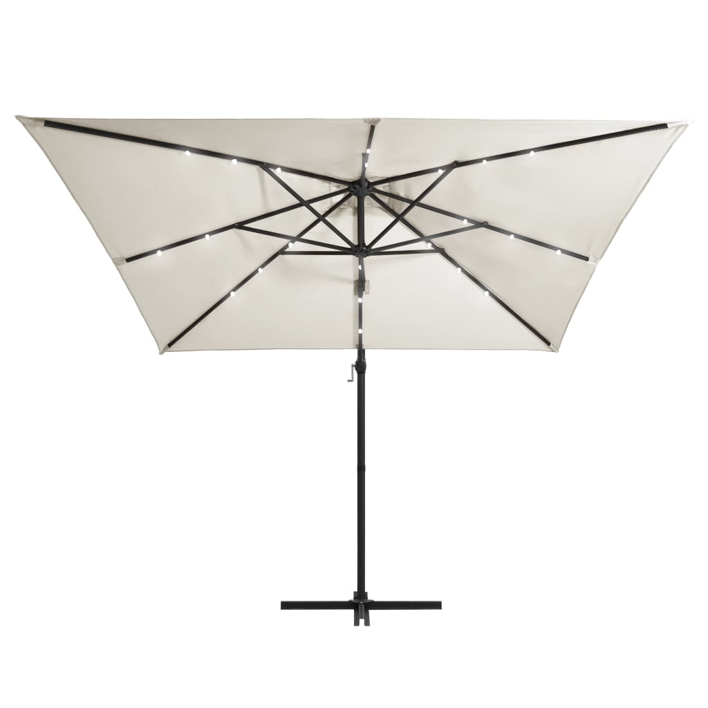 Vidaxl -schwimmendes Parasol mit LED- und Stahlpol 250x250 cm Sand -Colored